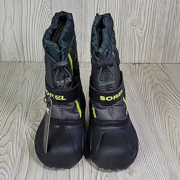 Sorel Flurry Winter Snow Boots Green Black Waterproof Kids Toddler Size 9 NIB - Picture 5 of 14